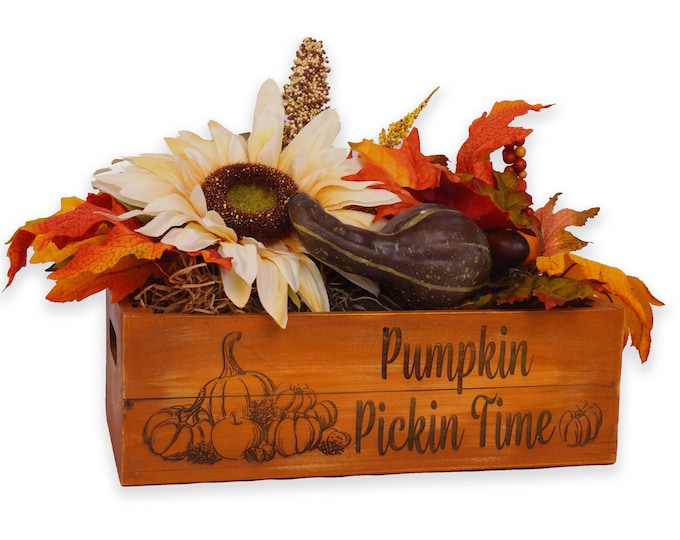Pumpkin Pickin Time, Fall Crate, Fall Floral Crate, Fall Flowers, Fall Centerpiece, Pumpkin, Autumn Decor
