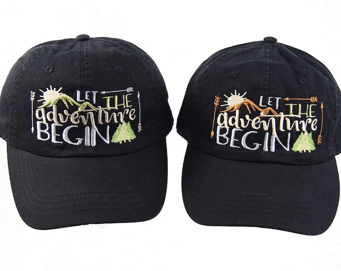 Let the adventure begin Hat, Personalized Hat, Hiking Hat, Northwoods Hat, Personalized Cap, Baseball Cap,  Dad Hat, Camping Hat