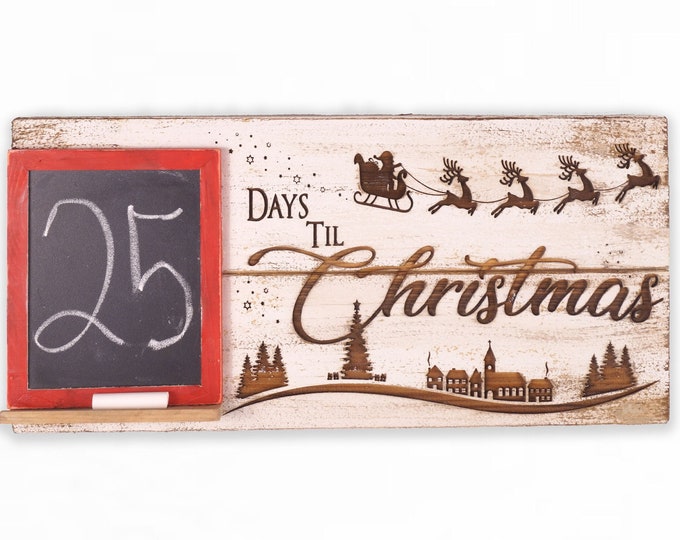 Days til Christmas Sign, Christmas, Santa's Sleigh, Christmas Chalk Board Sign, Christmas Sign, Gift for Child