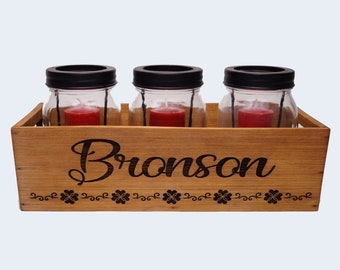 Il portacandele personalizzato Farmhouse Mason Jar include barattoli e candele, centrotavola da tavolo, portacandele fatto a mano, regalo per la casa