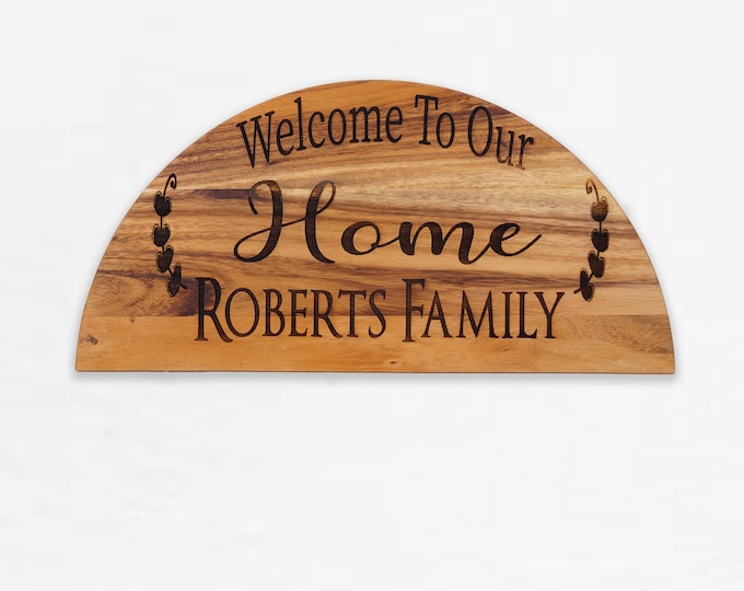 Personalized Family Name Home Wall Hanging, Welcome to Our Home Sign, Home Decor, Wedding Gift, Gift for Her, Housewarming Gift