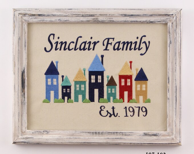 Personalized Welcome, Embroidered  Welcome, Embroidered Framed Art, Farmhouse Decor, Farmhouse Picture, Wedding Gift, Housewarming Gift