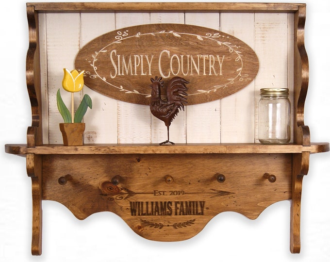 Personalized Shelf with Family Name or your Text, Farmhouse Rustic Shelf, Gift Ideas