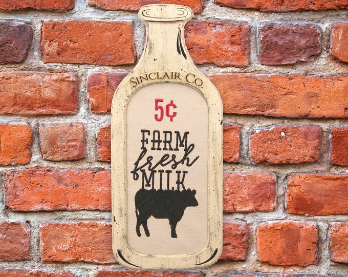 Milk Bottle Frame, Farmhouse Decor, Farm Fresh Milk, Personalized Decor, Custom Country Decor, Rustic Art, Housewarming Gift, Gift for Her,