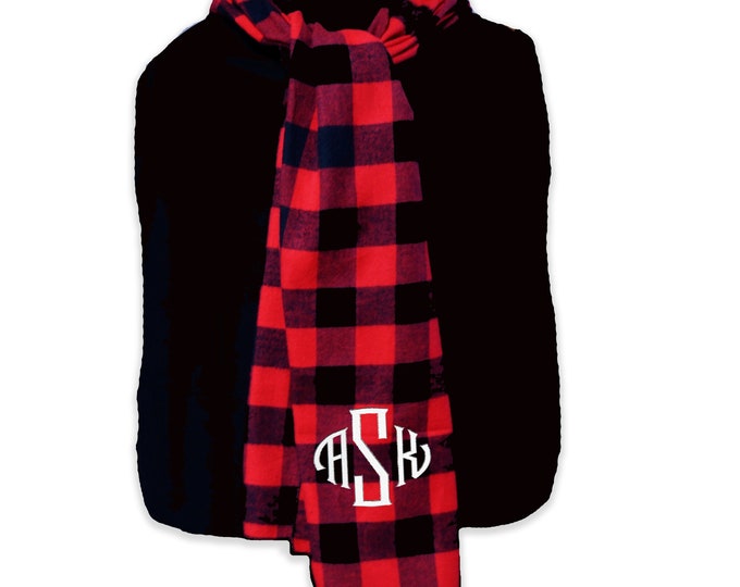 Monogrammed  Oblong Scarf, Monogrammed Scarf, Buffalo Plaid Scarf, Oblong Scarf, Plaid Scarf, Monogram Gifts, Large Scarf, Gifts under 30,