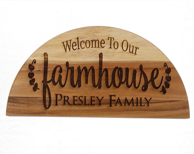 Personalized Farmhouse Wall Hanging, Welcome to Our Farmhouse Sign, Home Decor, Wedding Gift, Gift for Her, Housewarming Gift