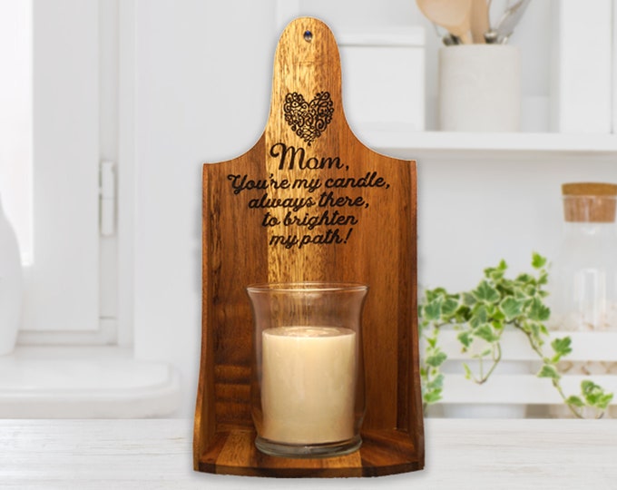 Mom Candle Holder, Mothers Day Candle Holder, Wall Hanging Candle Sconce, mom's birthday gift, Jar Candle holder, Modern Farmhouse Decor