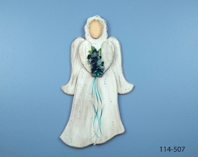 Country Wooden Angel, Distressed Wood Angel, Victorian Angel, Floral Angel, Antiqued Angel, Angel Wall Hanging, Rustic Angel