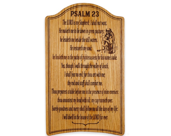 Psalm 23, Engraved Scripture, Twenty Third Psalm, Bible Verse Wallhanging, Christian Decor, Scripture Art, Church Decor, Jesus Art,