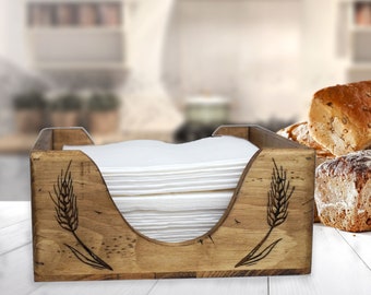 Rustic Pine Napkin Tray: Farmhouse Country Decor