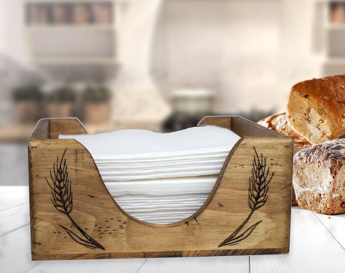Farmhouse Napkin Tray, Rustic Pine Dinner Napkin Tray, Standard Napkin Tray, Paper Napkin Box, Napkin Dispenser, Country Napkin Holder