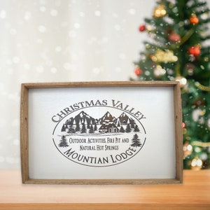 Christmas Valley Engraved Oak Serving Tray: Farmhouse Decor