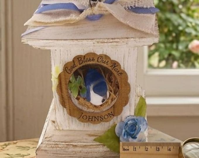 Personalized Birdhouse: Antiqued Shabby Chic Decor, "Home Tweet Home" Sign