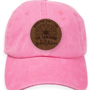 Personalized Sunshine Patch Hat: Faux Leather Design