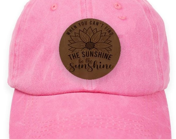 Personalized Sunshine Patch Hat: Faux Leather Design