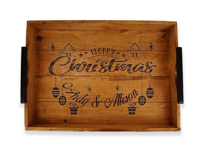 Christmas Personalized Custom Wood Serving Tray:  Entertaining Tray, Design Choices, Gift Ideas