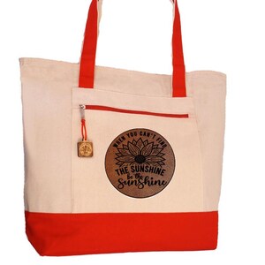 Canvas Tote Bag with Zip Top: 'Be the Sunshine' Design