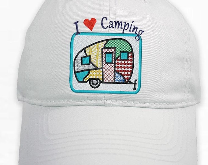 I Love Camping Personalized Hat, Camp Hair, Camper Personalized Cap, Camper Style,  Personalized Baseball Cap, Dad Hat