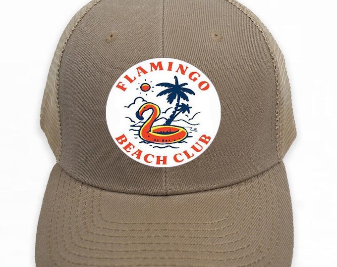Flamingo Beach Club Trucker Hat, Flamingo Beach Hat,  Flamingo Patch, Flamingo Style hat,Flamingo, Trucker Hat, Trucker Cap, Flamazing