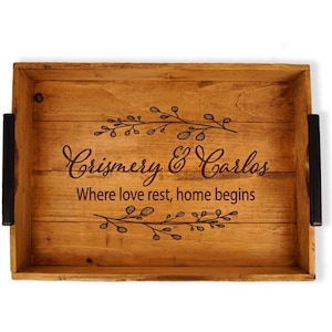 Personalized Wood Serving Tray: Custom Engraved Design Choices, Distressed Wood, Gift Ideas