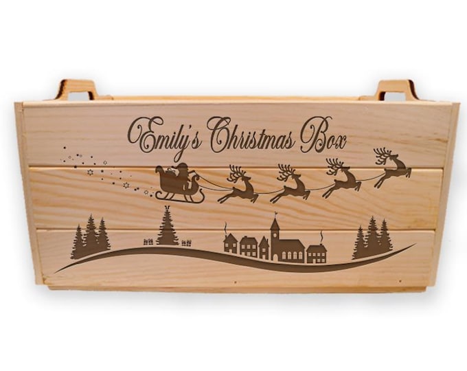 Personalized Crate: Laser Engraved Keepsake, Child's Christmas Box, Wedding Crate