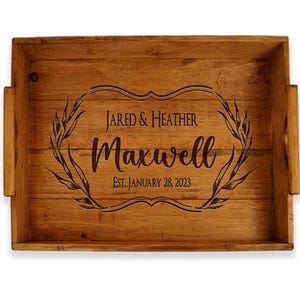 Personalized Tray, Coffee Table Tray, Custom Wedding Gift, Large Tray, Serving Tray, Wood Tray, Breakfast Tray, Engraved Tray,