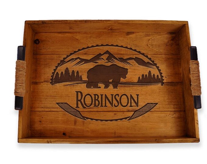 Personalized Tray, Coffee Table Tray, Custom Wedding Gift, Large Tray, Serving Tray, Wood Tray, Breakfast Tray, Engraved Tray, Beach Decor