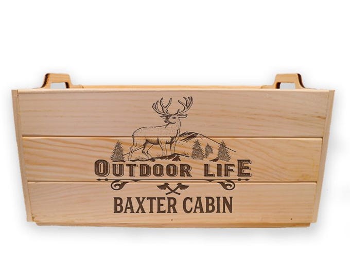 Large Personalized Christmas Box:  Engraved Keepsake Crate, Wedding Gift Box