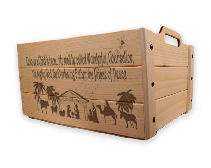 Christmas Nativity Crate, Christmas Crate, Christmas Box, Jesus is Born, Nativity Scene, Bethelem, Manger Jesus in a Manger