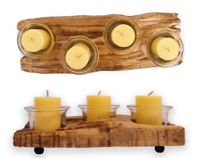 Carved Hard Maple Wood Candle Holder: Modern Farmhouse Centerpiece