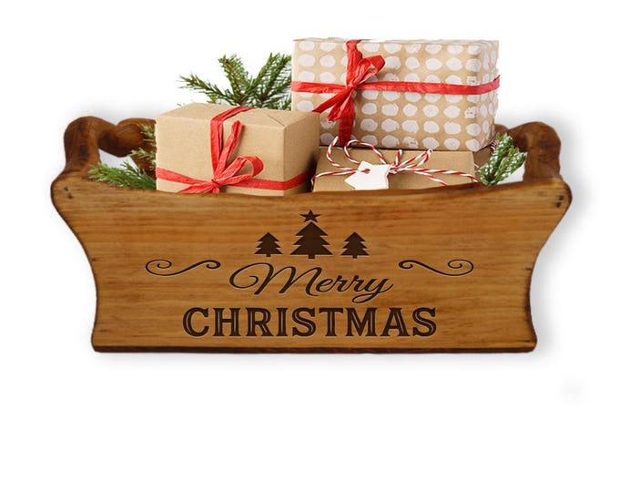Personalized Pine Rustic Tray:  Christmas Tray,