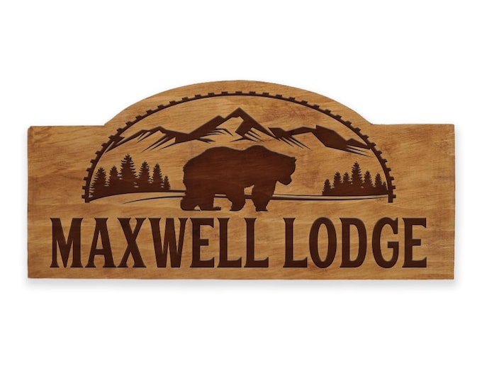 Personalized House Number Sign: Rustic Northwoods Decor, Family Name Wallhanging