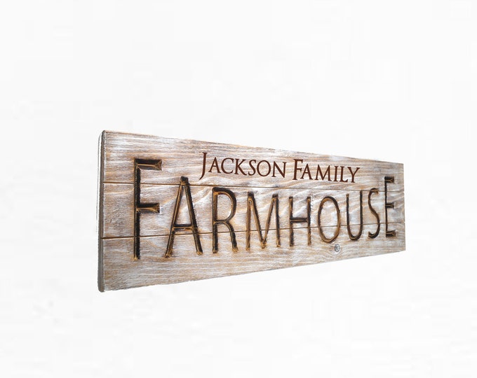 Rustic Personalized Farmhouse decor,  Wood Wall Hanging, Home Decor, Engraved Wall Plaque, Family Name Sign, Carved Wood Sign
