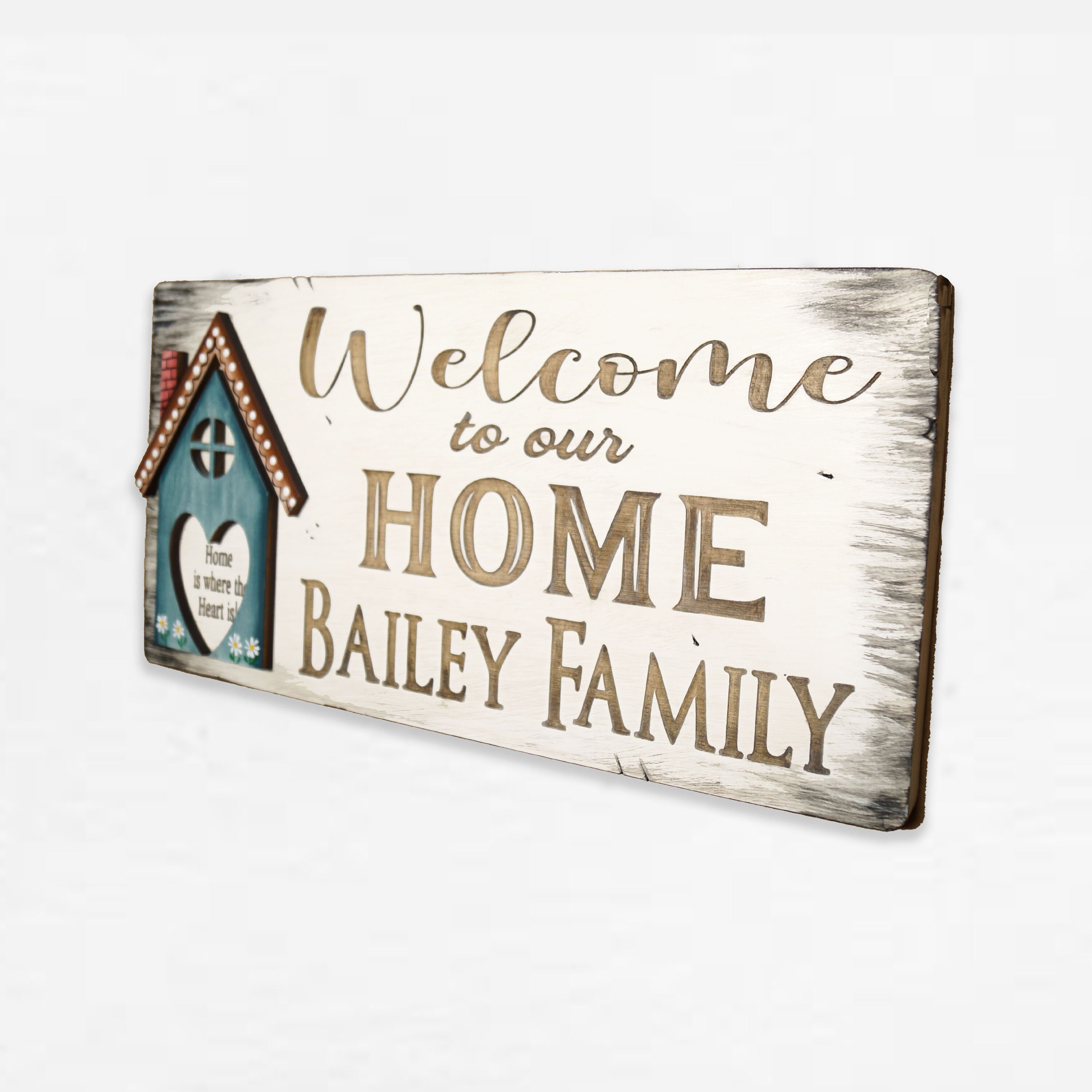 Personalized to our HOME Sign, Engraved Home Sign, Hand Painted