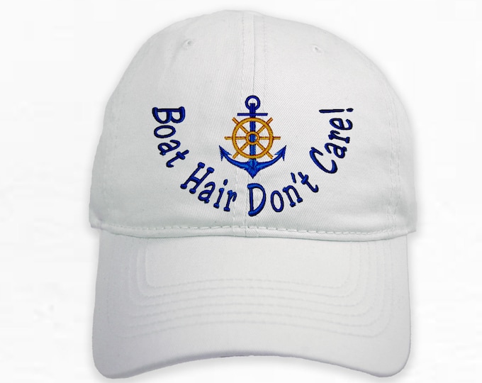 Boat Hair Don't Care Hat, Personalized Boat hat, Anchor Design Hat, Nautical Hat, Dad Hat, Gift for Her