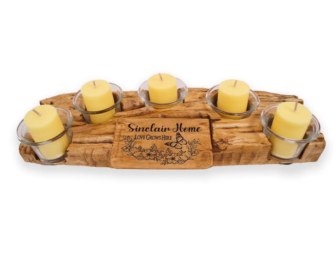 Personalized Candle Holder, Carved Candle holder, Coffee Table decor, Candle holder, Modern Farmhouse Decor, Hard Maple Wood, Centerpiece