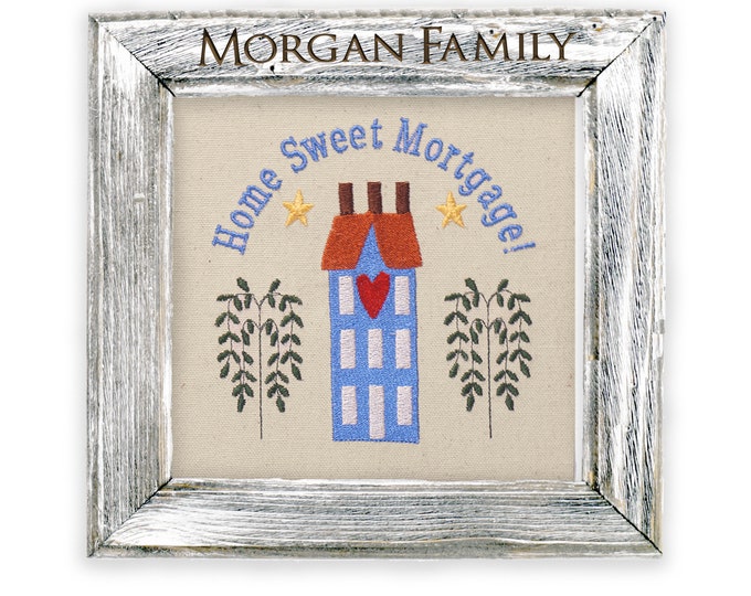 Personalized Home Sweet Mortgage, First Home Gift, Embroidered Art Framed, Customized Wedding Gift, Housewarming Gift, Farmhouse Decor