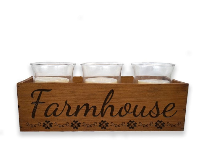 Personalized Farmhouse Jar Candle Holder includes jars and candles, Table Centerpiece, Handmade Candle Jar tray, housewarming gift,