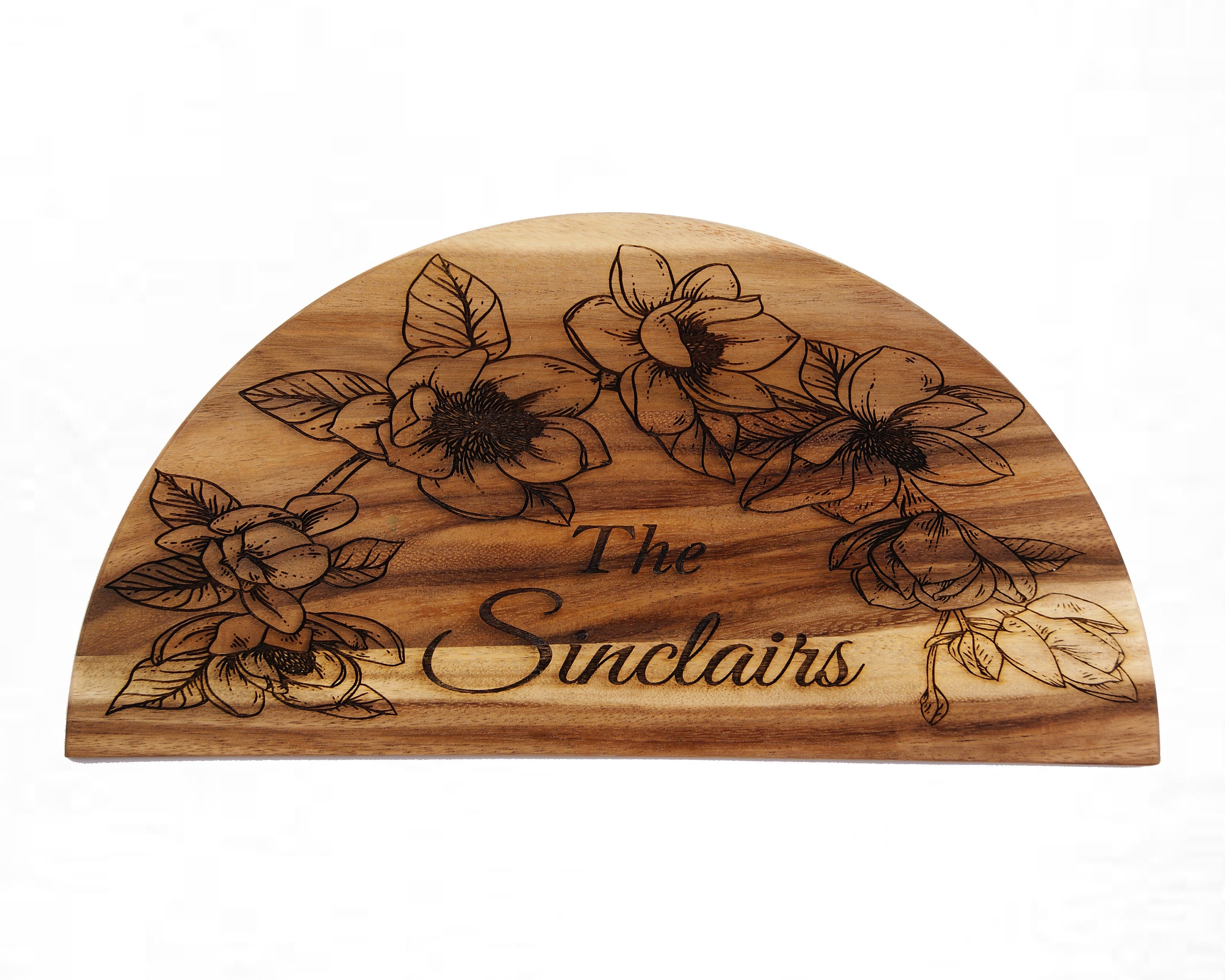 Personalized Magnolia Wall Hanging, Magnolias, Acacia Wood