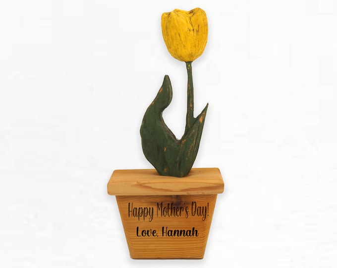 3D Tulips, Personalized Wooden Tulip, Antiqued Carved Tulips,  Springtime Decor,  Window Sitters, Teacher Gift, Bridesmaid Gift, Farmhouse