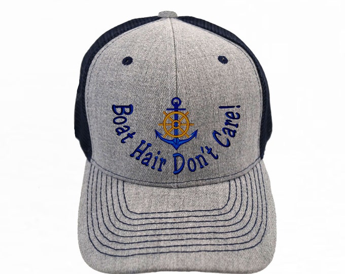 Boat Hair Don't Care Trucker Hat, Boat hat, Anchor Design Hat, Trucker Hat