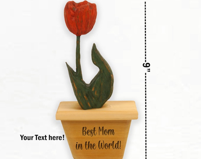 Personalized Wooden Tulip: 3D Antiqued Spring Decor