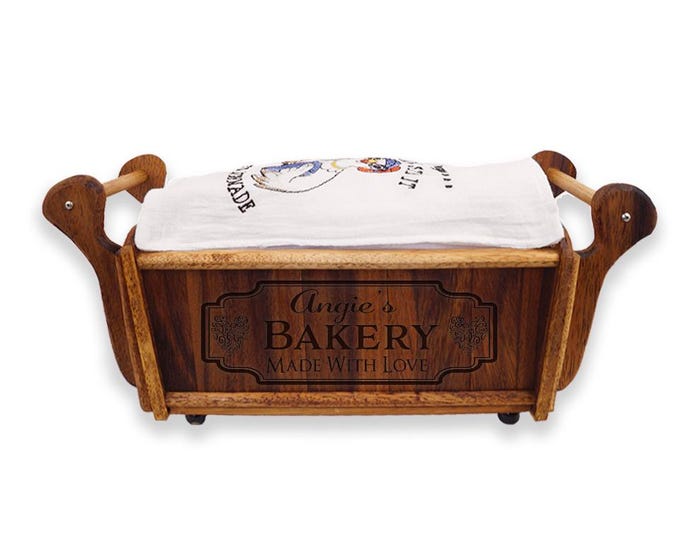 Personalized Bread Tray, Custom Bread Basket with handles, Homemade Bread Basket, Bread Holder, Bread Tray with Liner,