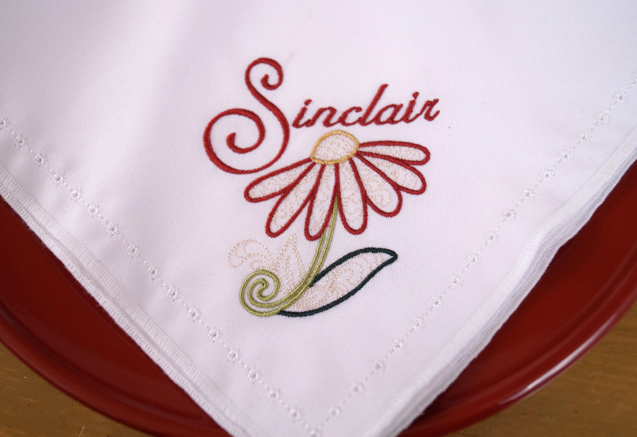 Embroidered Napkins Personalized Napkins Daisy Custom Etsy