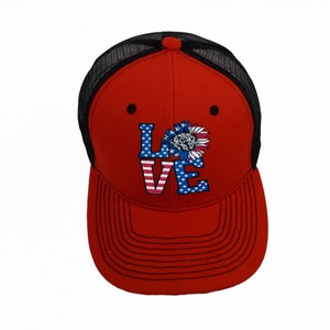 LOVE Flag Trucker Hat, USA hat, American Flag Design Hat, Trucker Hat