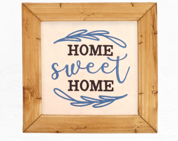 Home Sweet Home Decor, Embroidered Framed Art, Framed Embroidery, Rustic Decor, Living Room Decor, Wedding Gift, Housewarming Gift,