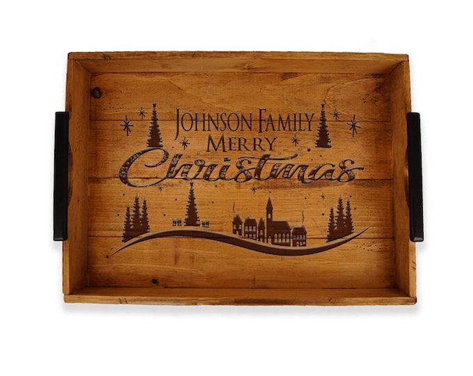 Christmas Personalized Custom Wood Serving Tray:  Entertaining Tray, Design Choices, Gift Ideas