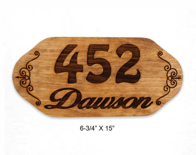 Personalized House Sign, Engraved House Number Sign,  Mailbox Sign, Exterior or Interior Wood Wall Hanging, Dorm Sign, Father's Day gift