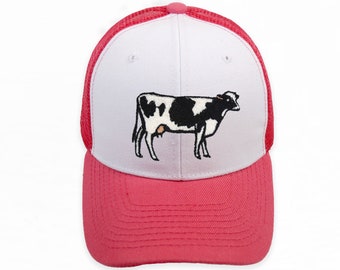 Black and White Cow Trucker Hat: Snap Back Cap