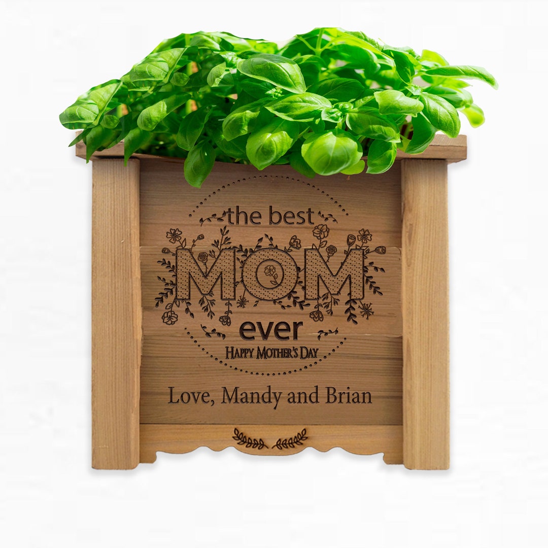 Personalized Cedar Planter Best Mom Happy Mother's Day Etsy